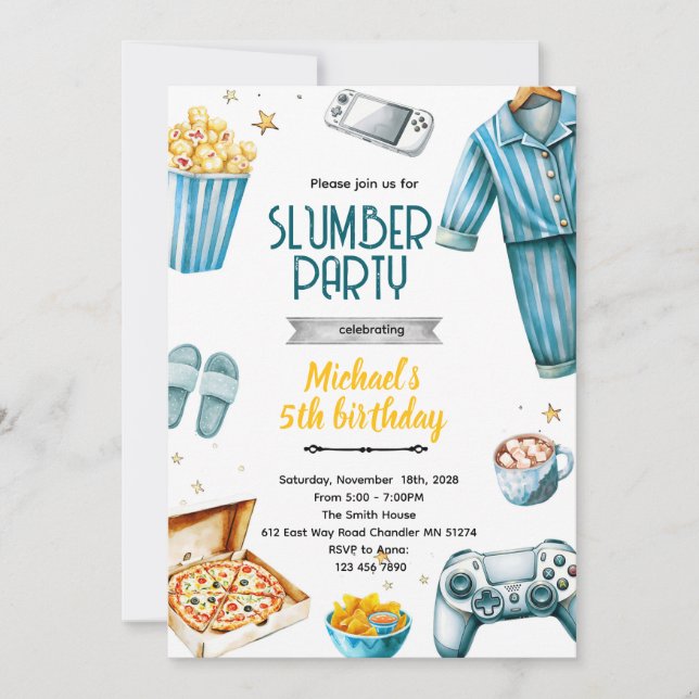 Slumber boy theme invite inbjudningar (Framsida)