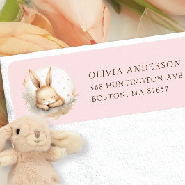 Slumber Bunny Girls Baby Shower Adress Returadress Etikett