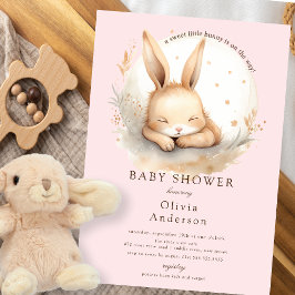Slumber Bunny Girls Baby Shower Inbjudningar