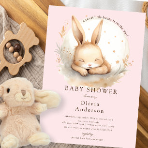 Slumber Bunny Girls Baby Shower Inbjudningar