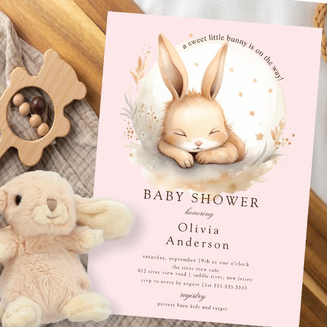 Slumber Bunny Girls Baby Shower Inbjudningar (Skapare uppladdad)