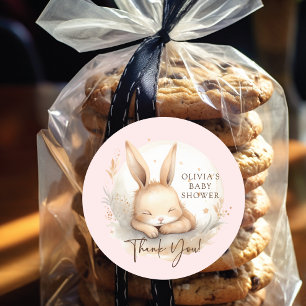 Slumber Bunny Girls Baby Shower Runt Klistermärke