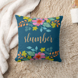 "Slumber" med moderna Blommigtar med vattenfärg på Kudde
