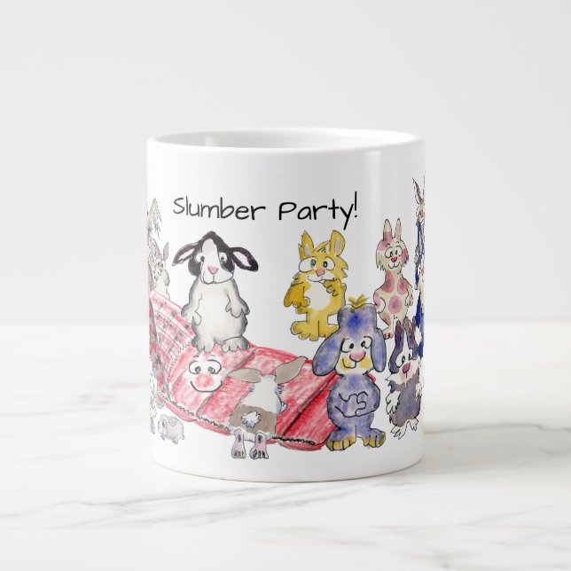 Slumber Party 21-Tecknadens kaniner Large Coffee M Jumbo Mugg (Framsidan)