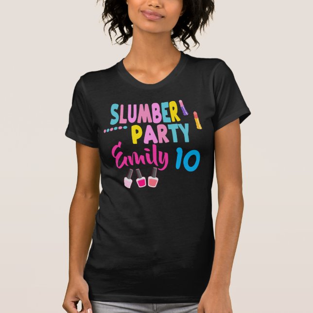 Slumber Party Birthday Girl Anpassningsbar Sleepov T Shirt (Framsida)