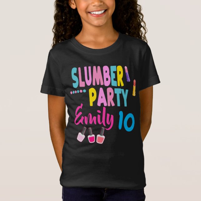 Slumber Party Birthday Girl Anpassningsbar Sleepov T Shirt (Framsida)