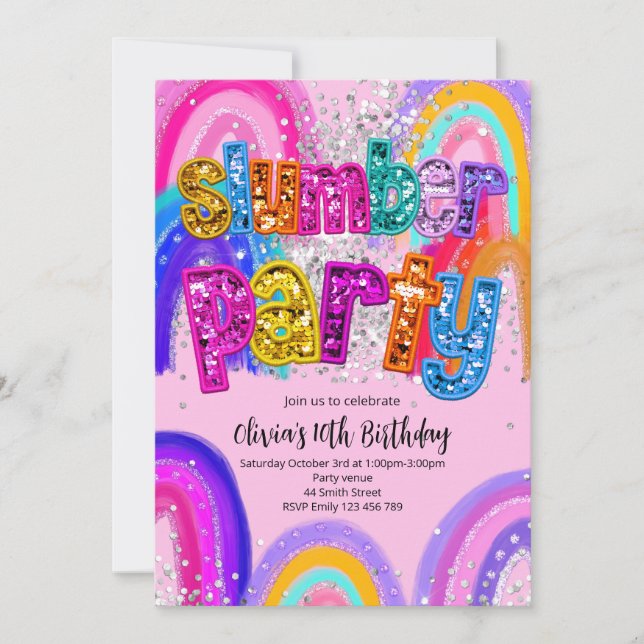 Slumber Party Birthday Invitation Inbjudningar (Framsida)