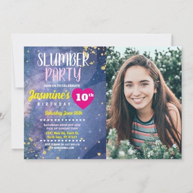 Slumber Party Birthday Tie Dye Roligt Photo Inbjudningar (Framsida)