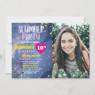 Slumber Party Birthday Tie Dye Roligt Photo Inbjudningar
