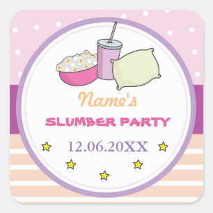 Slumber Party Birthday-viloläge över märkning Fyrkantigt Klistermärke