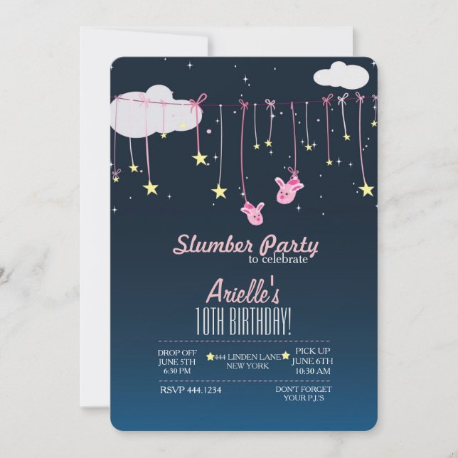 Slumber Party födelsedag Inbjudningar (Framsida)