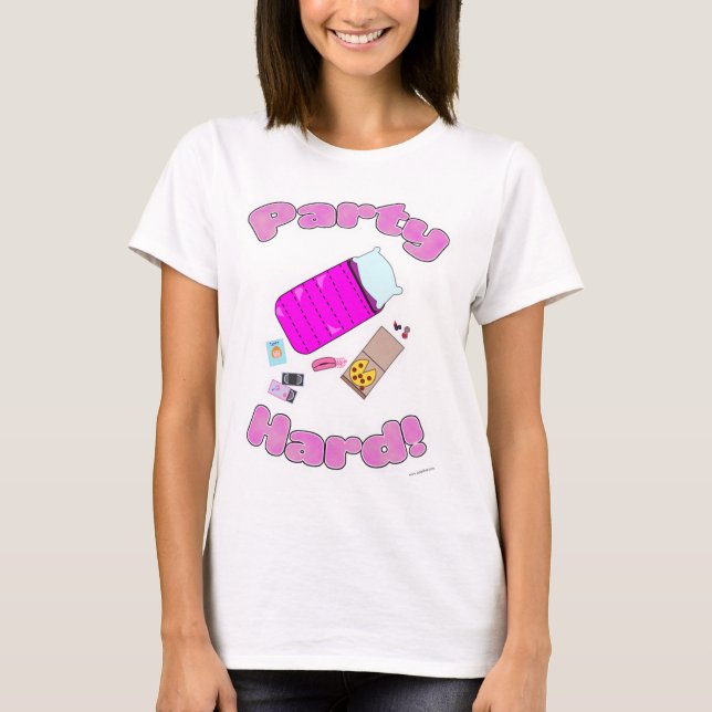 Slumber Party Hard Funny Slogan Tecknad Roligt T Shirt (Framsida)