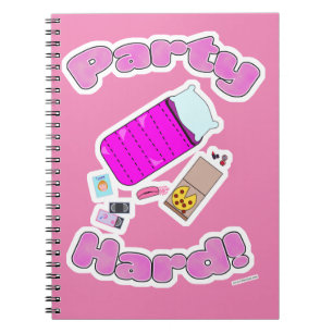 Slumber Party Hard Roligt Slogan Tecknad Joy Anteckningsbok