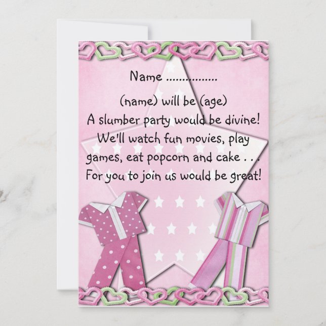 Slumber Party - inbjudan (Framsida)