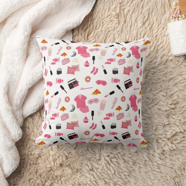 Slumber Party Rosa Girl Girl Kids Mönster Kudde (Filt)