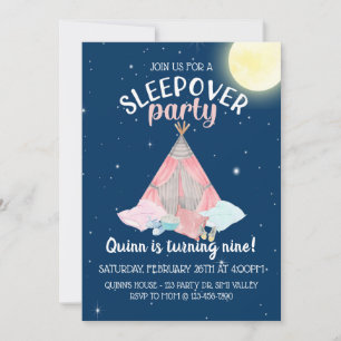 Slumber party, Sleepover, ANY AGE, födelsedag Inbjudningar