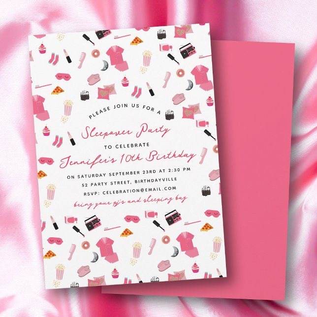 Slumber Party Sleepover Barns födelsedag Party Inbjudningar (Slumber Party Sleepover Kids Birthday Party Invitation)