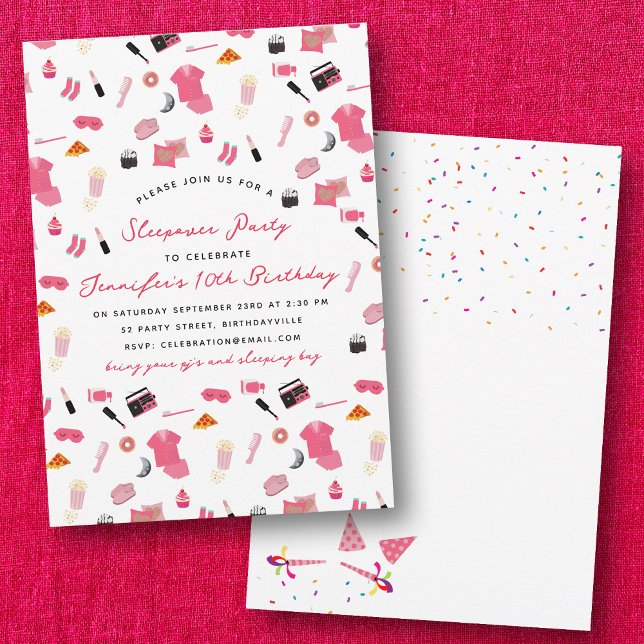 Slumber Party Sleepover Barns födelsedag Party Inbjudningar (Slumber Party Sleepover Kids Birthday Party Invitation)
