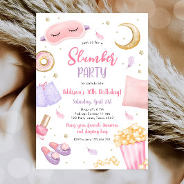 Slumber Party Sleepover Girl Spa Rosa Birthday Inbjudningar