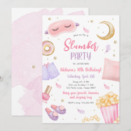 Slumber Party Sleepover Girl Spa Rosa Birthday Inv Inbjudningar