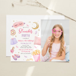 Slumber Party Sleepover Girl Spa Rosa Birthday Inv Inbjudningar