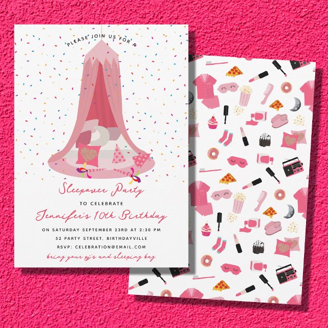 Slumber Party Sleepover Tält Barns födelsedag Part Inbjudningar (Slumber Party Sleepover Tent Kids Birthday Party Invitation)