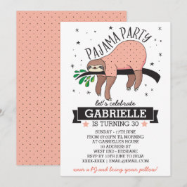 Slumber Party Sloth-inbjudan Inbjudningar