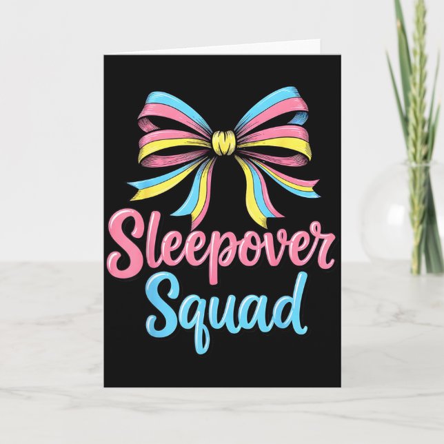 Slumber Party Squad Sleever Coquette Birthday Paja Kort (Framsida)