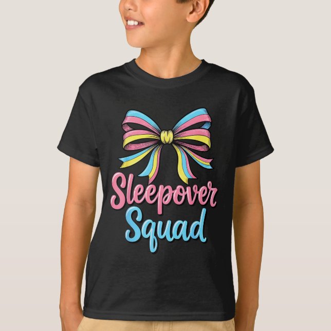 Slumber Party Squad Sleever Coquette Birthday Paja T Shirt (Framsida)