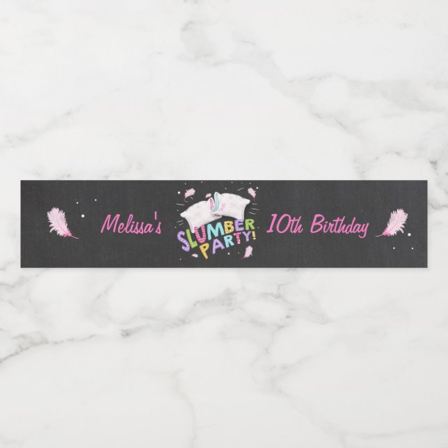 Slumber party Vattenflaska etikett Sleepover Feath (Singel etikett)