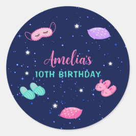 Slumber Sleepover Party Rosa Lila Stars Runt Klistermärke