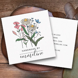 Slumpblommor som hanteras av hantverkare fyrkantigt visitkort