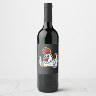 Slumpen med Cheerful Chicken Vinflaska Etikett