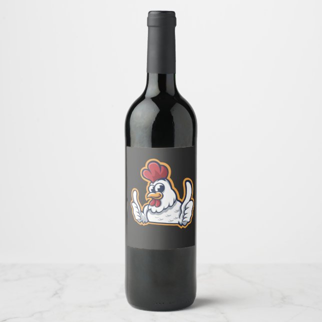 Slumpen med Cheerful Chicken Vinflaska Etikett (Framsida)