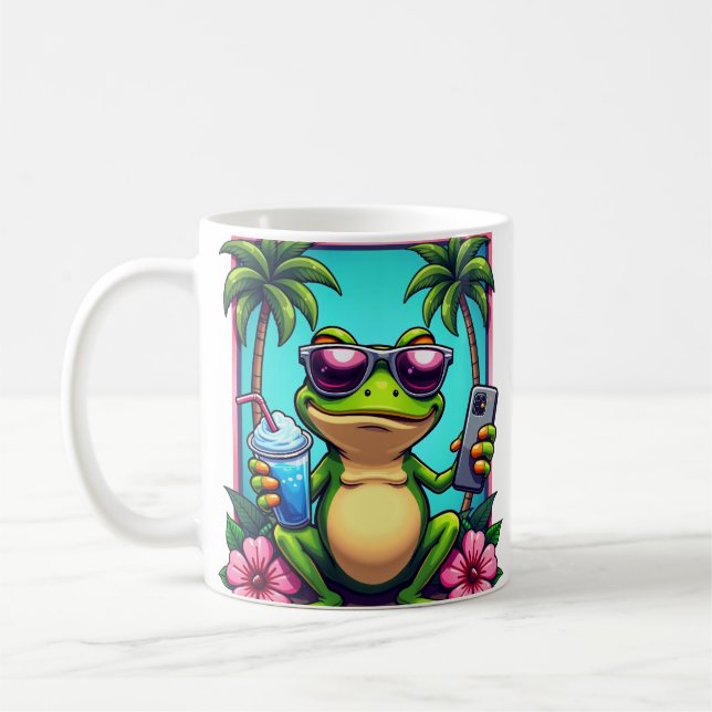 Slumpmässig Ahh Grinig Groda Y2K Flip Telefon Slus Kaffemugg (Vänster)