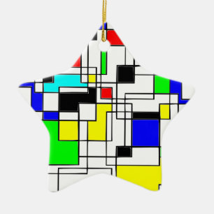 Slumpmässig fyrkantshem till Mondrian Julgransprydnad Keramik