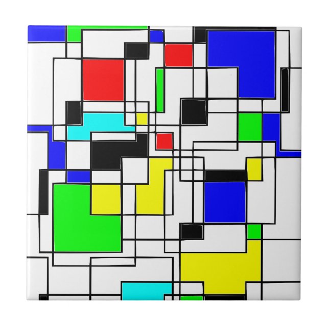 Slumpmässig kvadratbostad till Mondrian Kakelplatta (Framsidan)