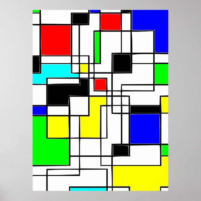 Slumpmässig kvadratbostad till Mondrian Poster (Framsidan)