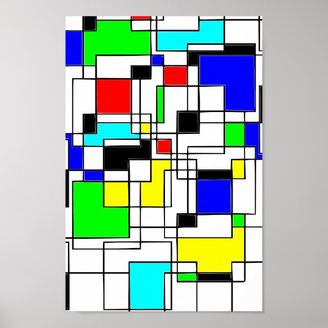 Slumpmässig kvadratbostad till Mondrian Poster (Framsidan)
