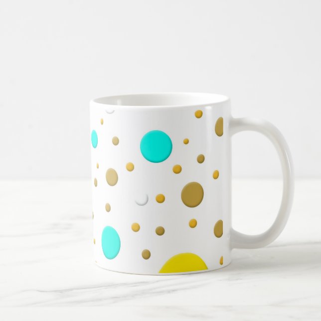 Slumpmässiga gula turkosa gyllene prickar kaffemugg (Höger)
