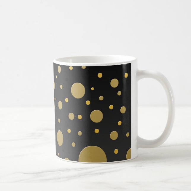 Slumpmässiga Guldprickar på Svart Kaffemugg (Höger)