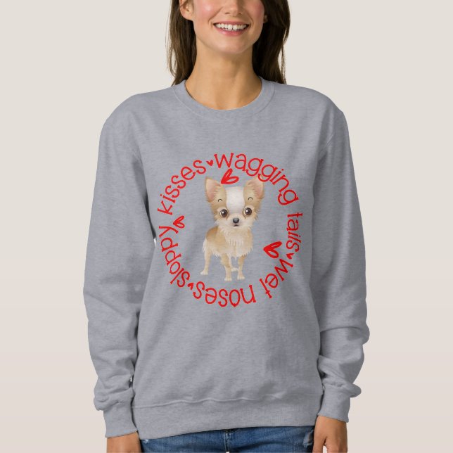 Slumpmässiga kyssar, chihuahua, vanlig tröja (Framsida)