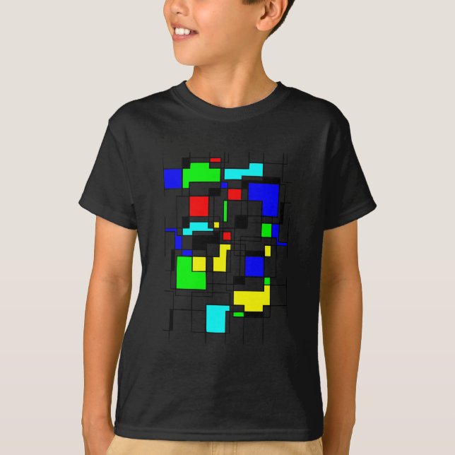 Slumpmässiga rutor Hommage till Mondrian Tee Shirt (Framsida)