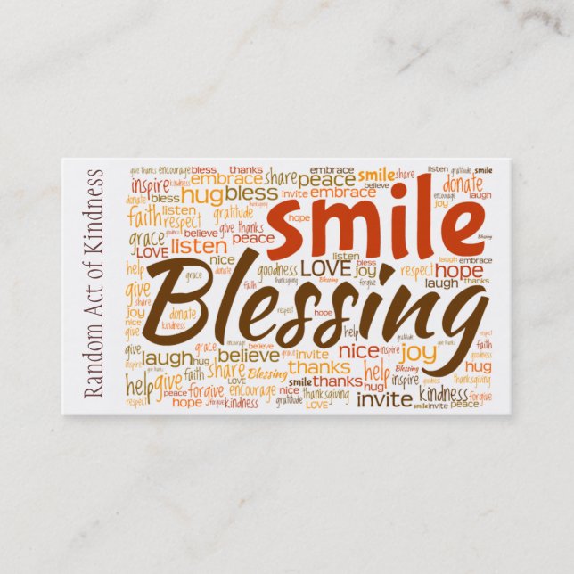 Slumpmässigt agera av vänlighetkort visitkort (Framsida)