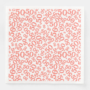 Slumpmässigt femtioårsnummer Mönster Coral/White Pappersservett