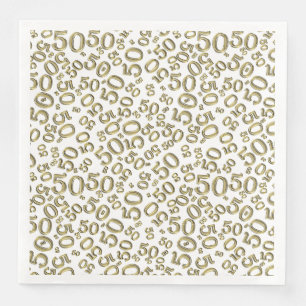 Slumpmässigt femtionde åldern Mönster White/Guld Pappersservett