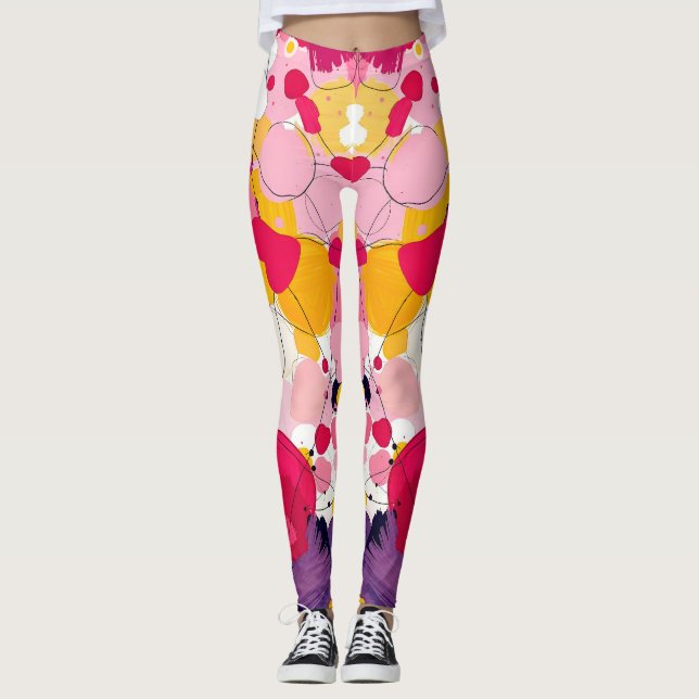 "Slumpvisa Kärlekstankar" - Färgrik Abstrakt Leggings (Framsida)