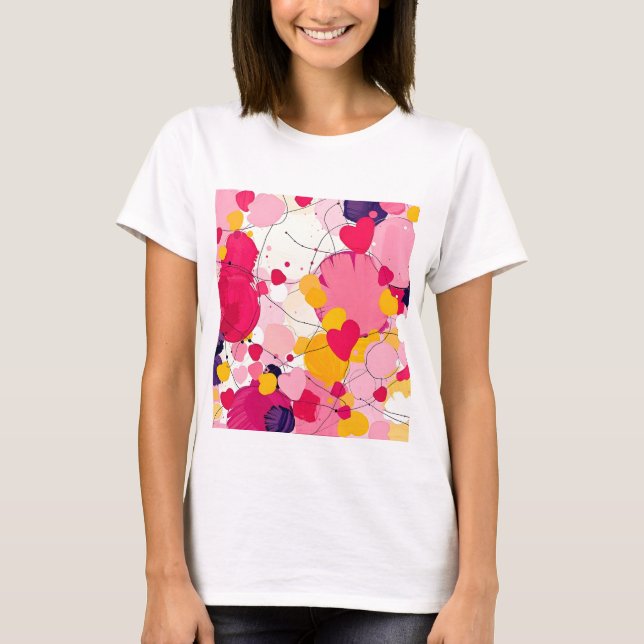 "Slumpvisa Kärlekstankar" - Färgrik Abstrakt T Shirt (Framsida)