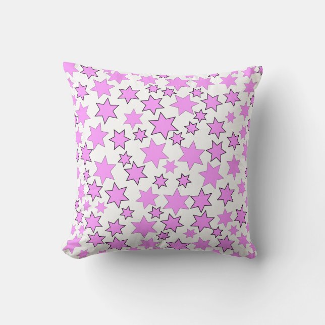 Slumpvisa ljusa rosa stjärnor kudde (Framsida)