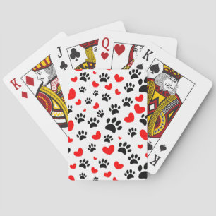 Slumpvisa Tass avtryck och röda hörn av Hund Casinokort